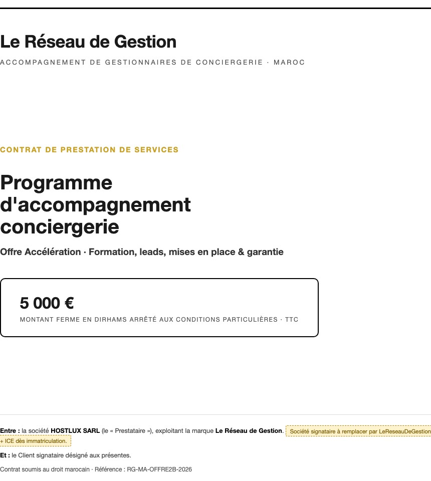 Le contrat du réseau