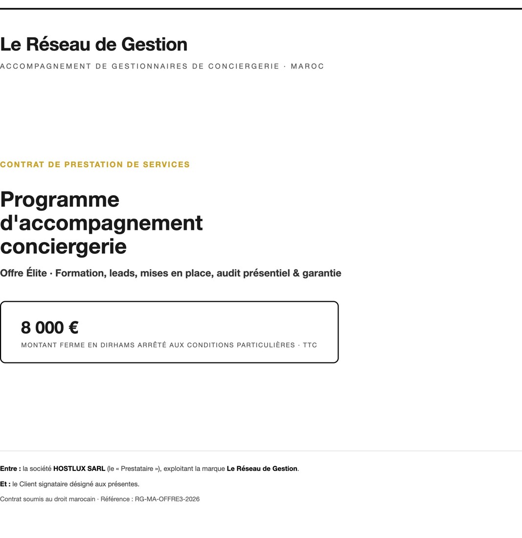 Le contrat du réseau