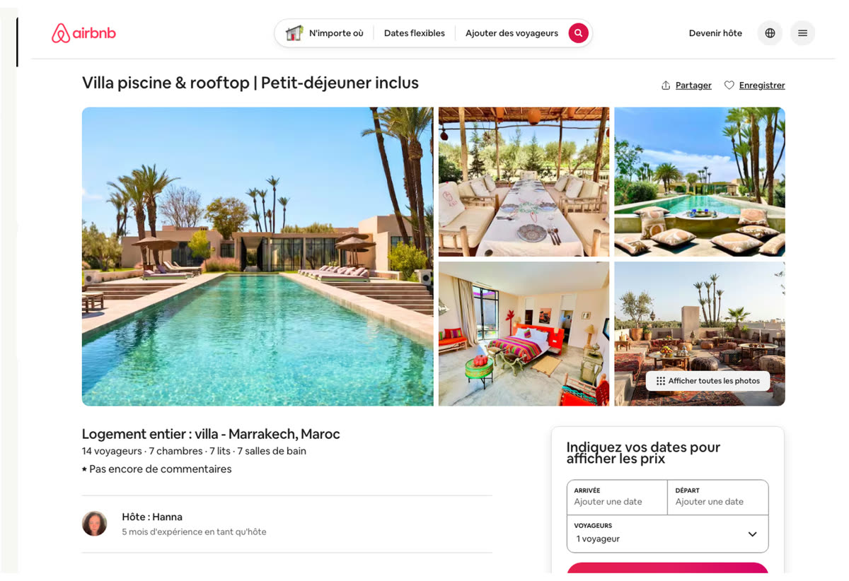 Annonce Airbnb d'un membre